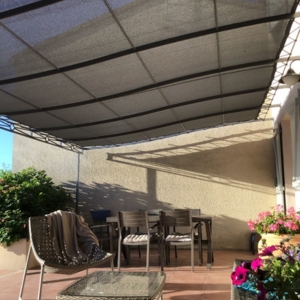 Metal-colored pergola cover